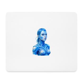 Robotermädchen in blauen Farben im Stil - Mousepad (Querformat) - Weiß - Vorne