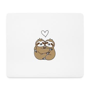 Süßes Faultier Paar Liebe Kuscheln - Mousepad (Querformat) - Weiß - Vorne