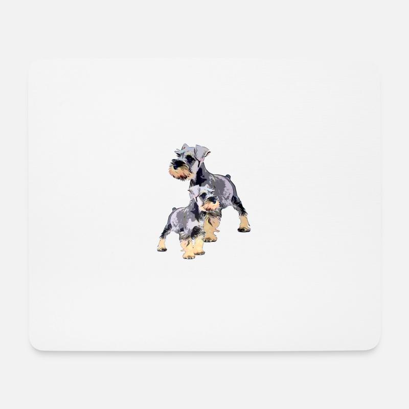 Zwergschnauzer duo - Mousepad (Querformat) - Weiß