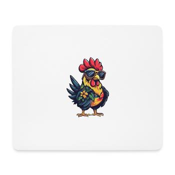 Coq Bande Dessinée Été Cool - Tapis de souris (format paysage) - blanc - Devant