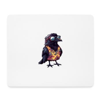 Rabe Krähe Comic Cool Sommer - Mousepad (Querformat) - Weiß - Vorne