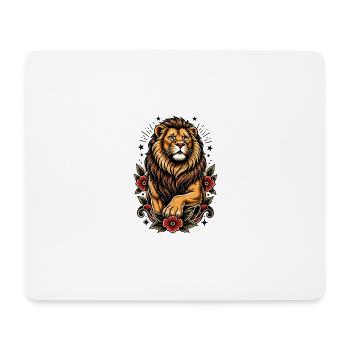 Löwe Floralinspiration - Mousepad (Querformat) - Weiß - Vorne