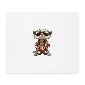 Vacances de bande dessinée de suricate - Tapis de souris (format paysage) - blanc - Devant