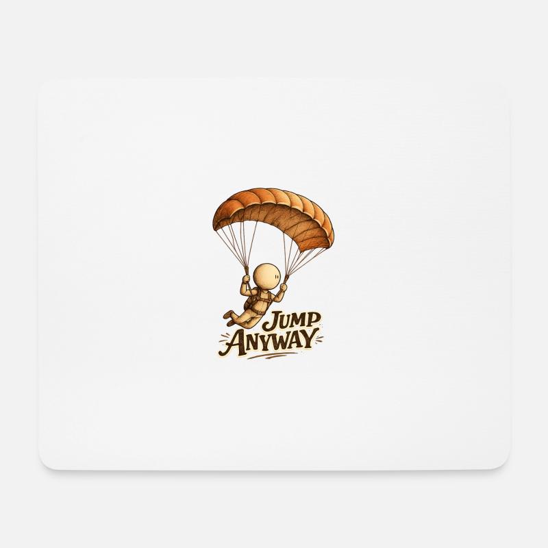 The Little Thought | Courage to jump: Jump Anyway - Mouse Pad (horizontal) - white