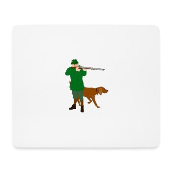 Chasse, chien, chasseur - Tapis de souris (format paysage) - blanc - Devant