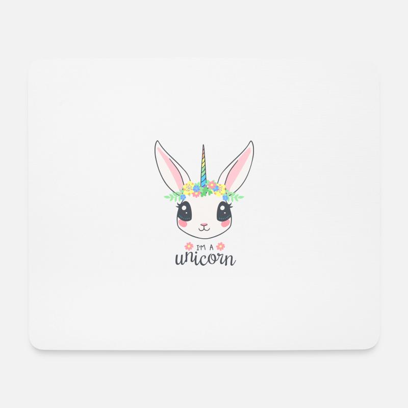 Pastellkaninchen mit Blumenkrone - Mousepad (Querformat) - Weiß