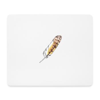 Feather brown-yellow hand-drawn (long-eared owl) - Mouse Pad (horizontal) - white - Front