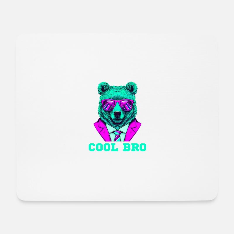 cool bro bär - Mousepad (Querformat) - Weiß