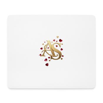 Goldenes AS Monogramm mit Rosen - Mousepad (Querformat) - Weiß - Vorne