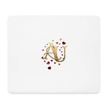 Goldenes AU Monogramm mit Herzen - Mousepad (Querformat) - Weiß - Vorne