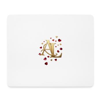 AL Monogramm in Gold mit Herzen - Mousepad (Querformat) - Weiß - Vorne