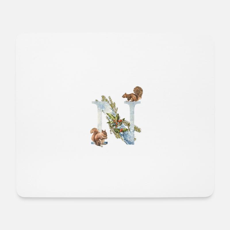 Eichhörnchen Anfangsbuchstabe N - Mousepad (Querformat) - Weiß