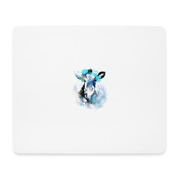 blue, cow ,light blue,painting ,drawing - Mouse Pad (horizontal) - white - Front