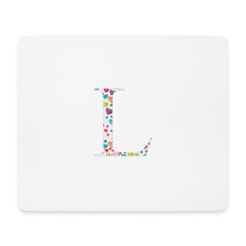 Personalisierbar Monogramm L Herzmuster - Mousepad (Querformat) - Weiß - Vorne