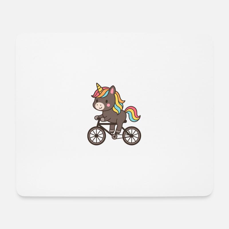 Rainbow Unicorn on Bicycle - Mouse Pad (horizontal) - white