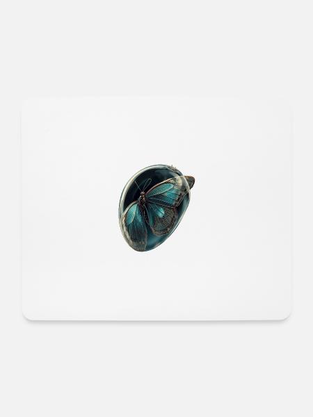 Teal Bubble Butterfly - Mouse Pad (horizontal) - white
