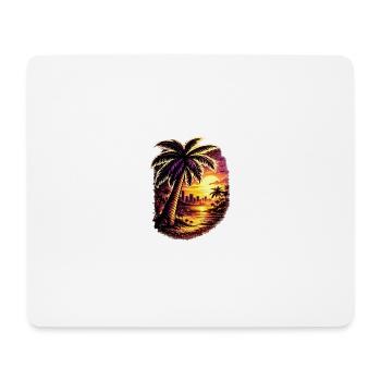 Palmen am Neon Sonnenuntergang Zoopy - Mousepad (Querformat) - Weiß - Vorne
