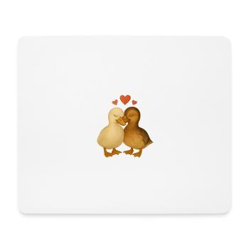 Canard bon, amour bon – canards câlins - Tapis de souris (format paysage) - blanc - Devant