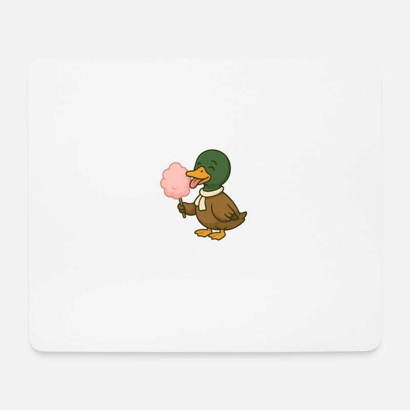 Verspieltes Enten-Motiv mit Zuckerwatte - Mousepad (Querformat) - Weiß