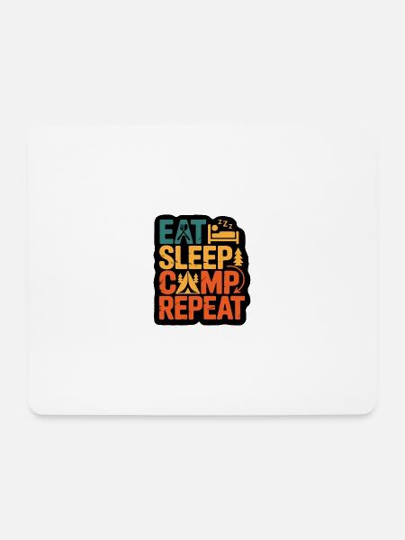 Eat Sleep Camp Repeat – Outdoor-Abenteuer-Design - Mousepad (Querformat) - Weiß