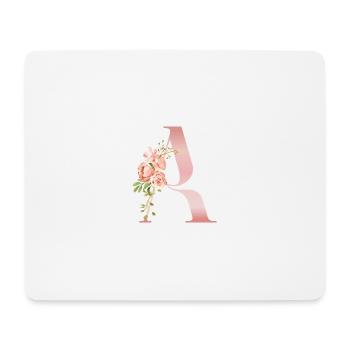 Monogramme A Florale Pastel - Tapis de souris (format paysage) - blanc - Devant
