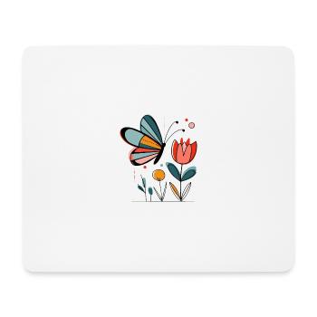 Papillon à motif printanier avec des fleurs - Tapis de souris (format paysage) - blanc - Devant