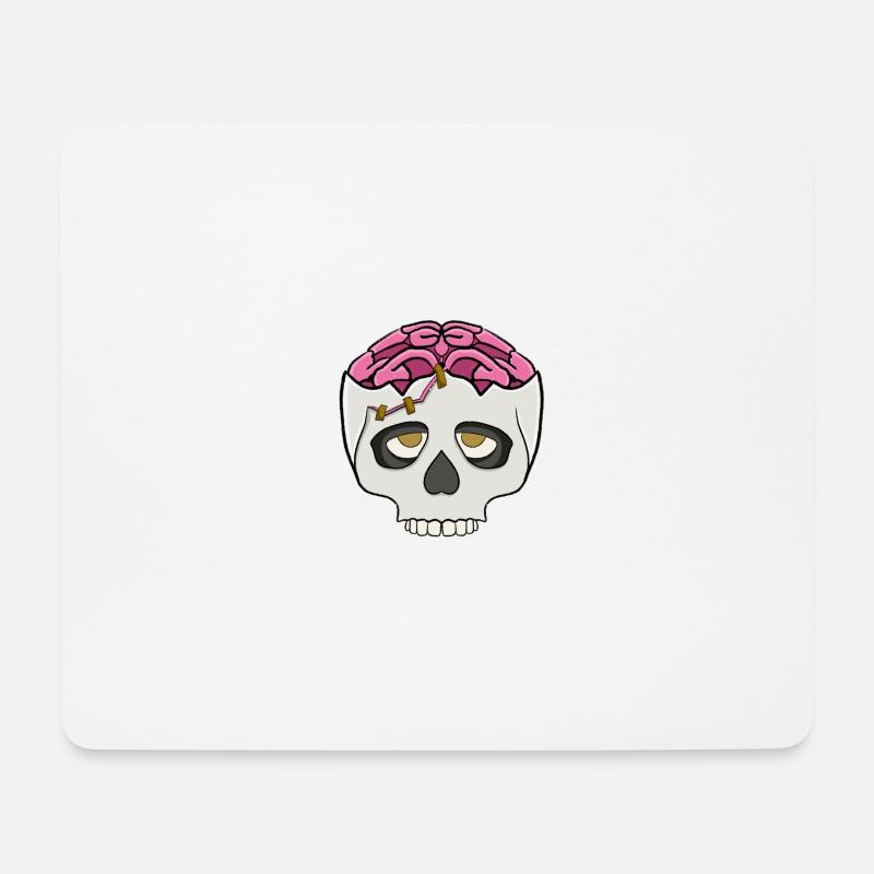 Skull with brain - Mouse Pad (horizontal) - white