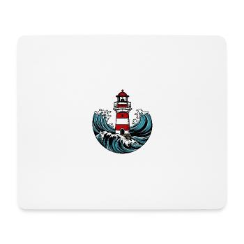 Leuchtturm im Sturm - Mousepad (Querformat) - Weiß - Vorne