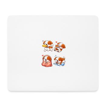 Chiots Cartoon Adorables et Tendres - Tapis de souris (format paysage) - blanc - Devant