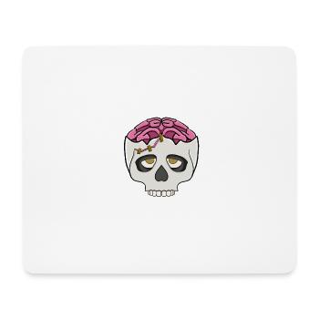 Pinkes Gehirn im Schädel  - Mousepad (Querformat) - Weiß - Vorne