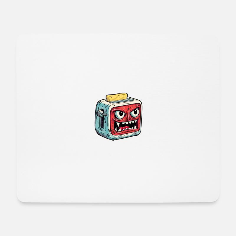 Böser Toaster mit Toastbrot - Mousepad (Querformat) - Weiß