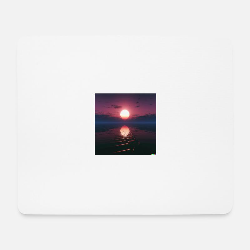 Synthwave sunset on the horizon - Mouse Pad (horizontal) - white