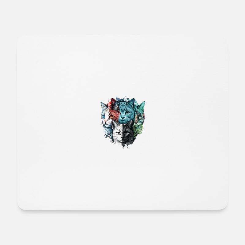 Bunte Katzengesichter - Mousepad (Querformat) - Weiß