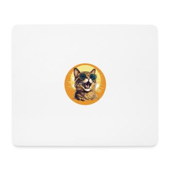 Coole und lachende Katze mit Sonnenbrille - Mousepad (Querformat) - Weiß - Vorne