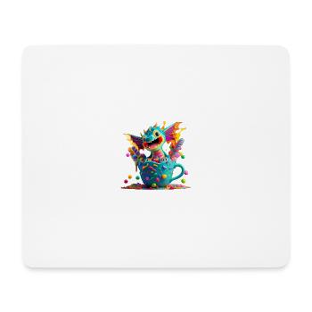 Mignon bébé dragon dans une tasse pleine de bonbons - Tapis de souris (format paysage) - blanc - Devant