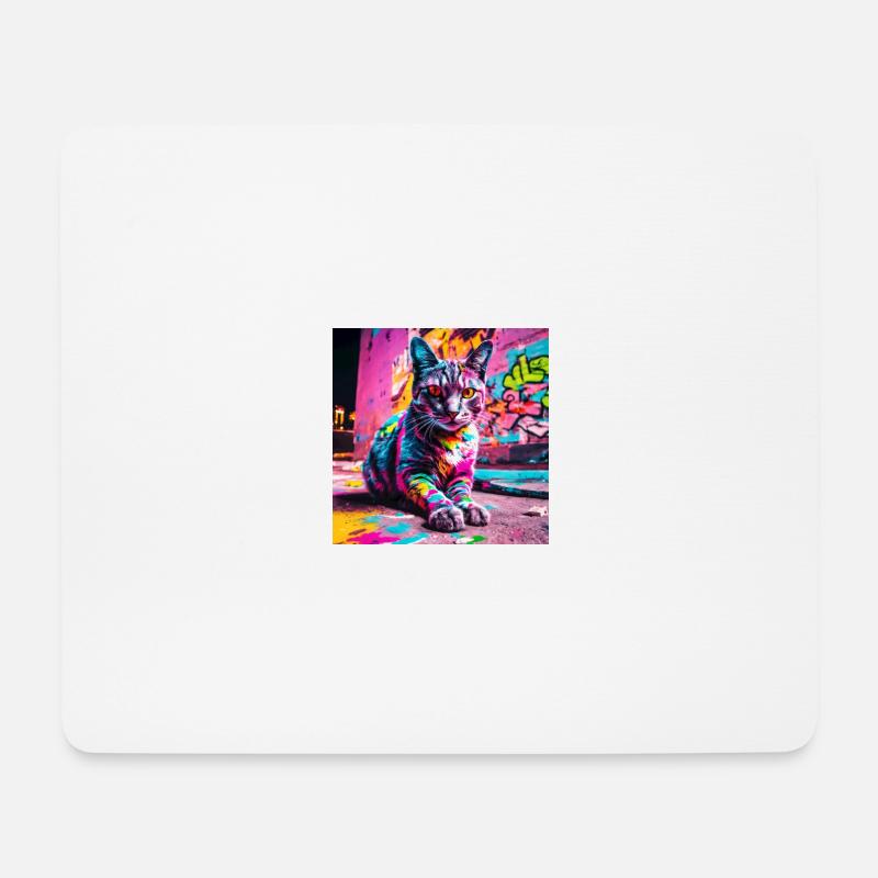 Katze Grafitti - Mousepad (Querformat) - Weiß