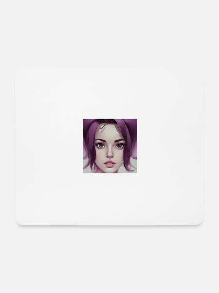 e-girl with purple hair - Mouse Pad (horizontal) - white