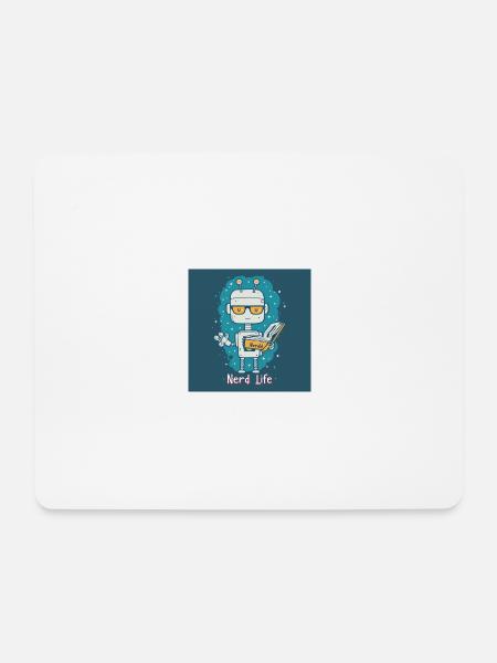 Leuke Nerd Robot - Muismatje (landscape) - wit