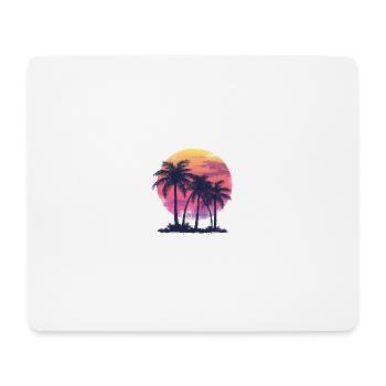 Retro Sonnenuntergang mit Palmen - Mousepad (Querformat) - Weiß - Vorne