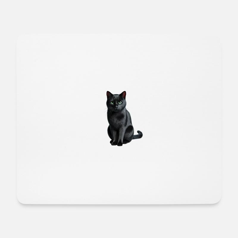 Schwarze Katze - Mousepad (Querformat) - Weiß