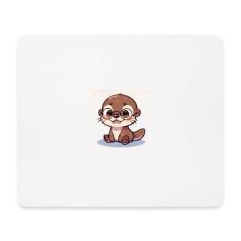 Kleiner Otter mit Brille - Mousepad (Querformat) - Weiß - Vorne