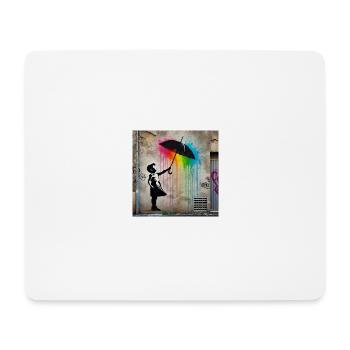 Kein Banksy - Regen unter dem Schirm - Mousepad (Querformat) - Weiß - Vorne