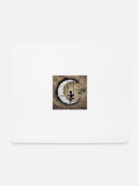 Kein Banksy - Schaukeln mit dem Mond - Mousepad (Querformat) - Weiß