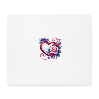Ewige Liebe: Rosen & Herz - Mousepad (Querformat) - Weiß - Vorne