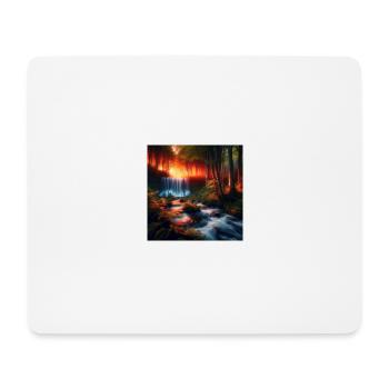 Wasserfall im Wald - Mousepad (Querformat) - Weiß - Vorne