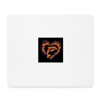 Dauphin Feu Cœur - Tapis de souris (format paysage) - blanc - Devant