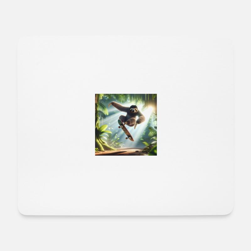 Faultier Wanderer Skateboarder - Mousepad (Querformat) - Weiß