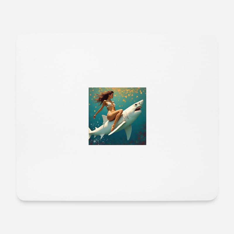 Hai reiten - Mousepad (Querformat) - Weiß