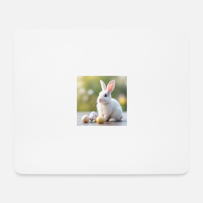 Weißer Hase Ostern - Mousepad (Querformat) - Weiß