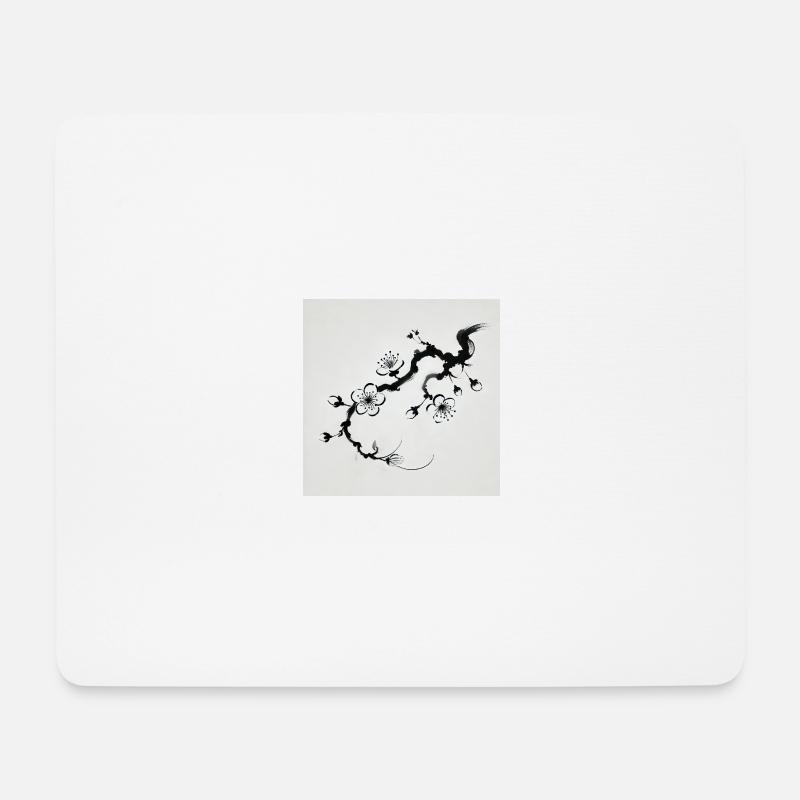Minimalist cherry blossom image - Mouse Pad (horizontal) - white